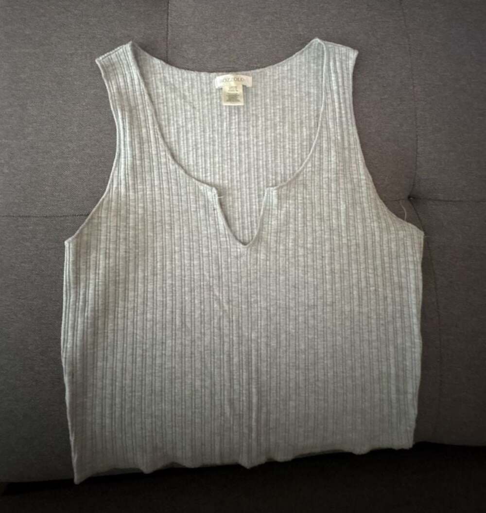 Bozzolo Womens Gray Ribbed V-Neck Tank Top Size Large